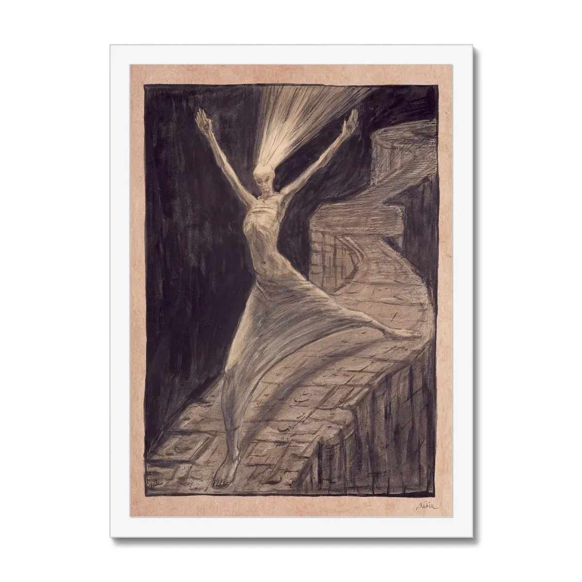 Alfred Kubin: God of Light | Antique Symbolist Surrealist | Gothic Home Decor | Dark Fantasy Occult Mystic Pagan Magick Framed Art Print