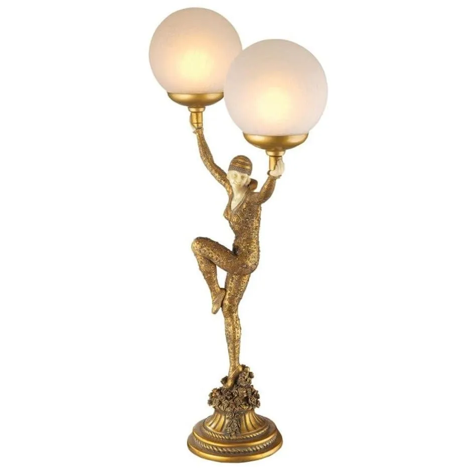 Golden Dancer Lamp Statue By Artist Demetre Chiparus