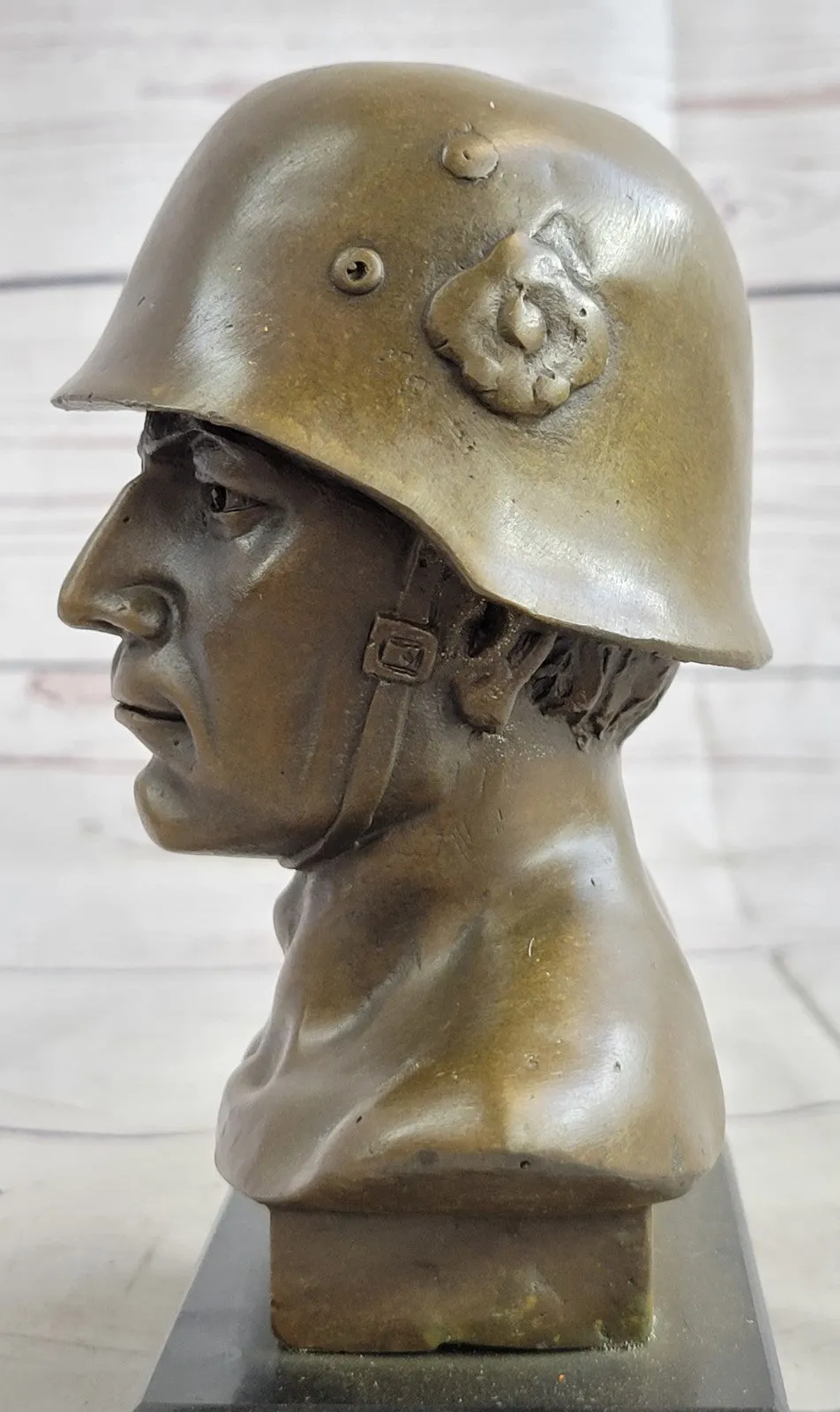 Handcrafted Original German Soldier Collector Memorabilia Bronze Sculpture Art