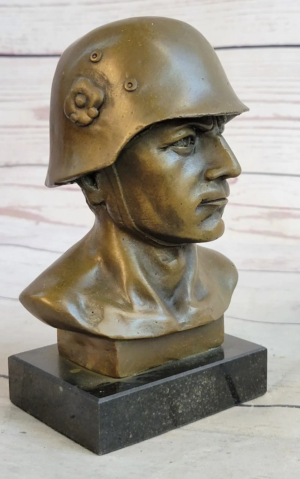 Handcrafted Original German Soldier Collector Memorabilia Bronze Sculpture Art