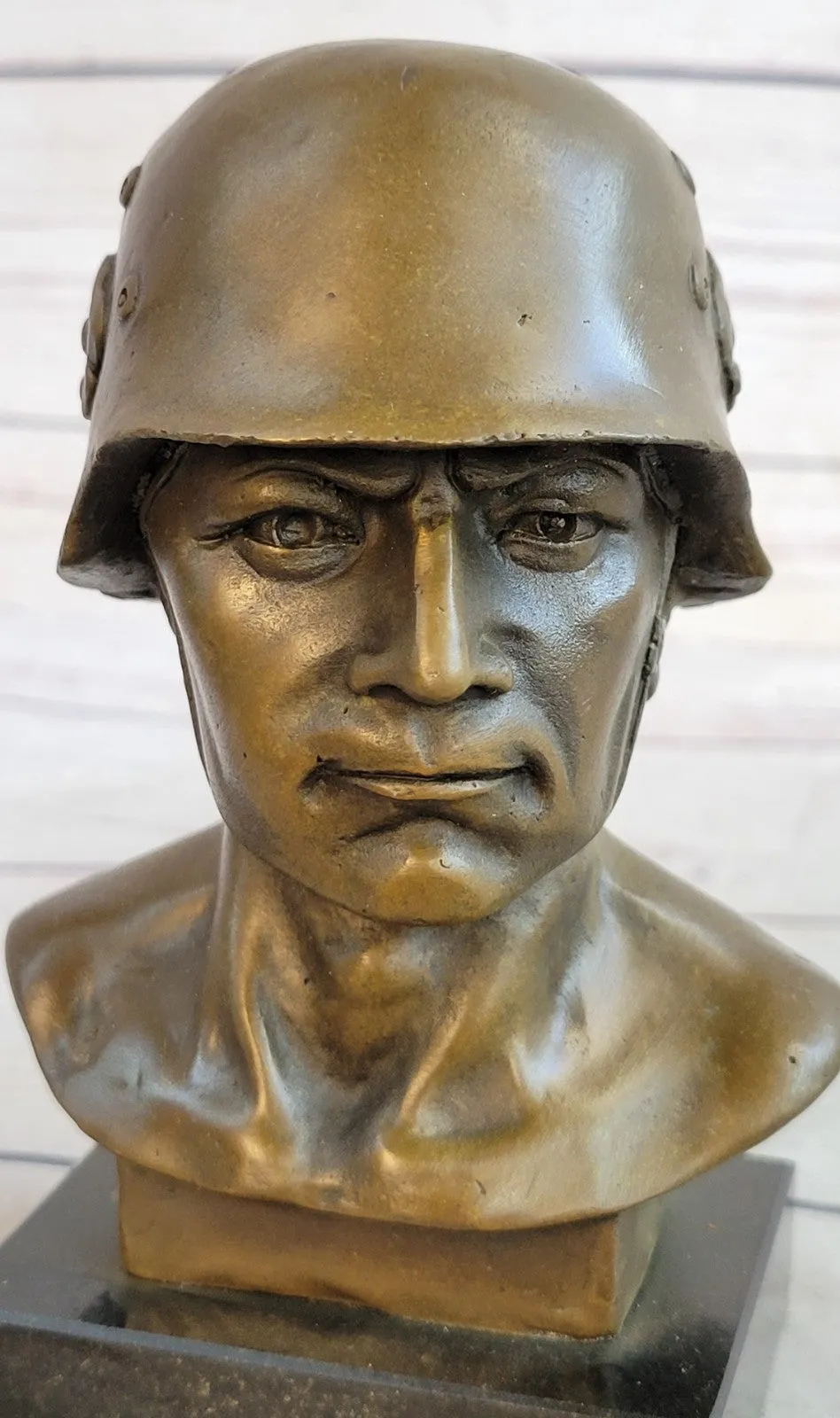 Handcrafted Original German Soldier Collector Memorabilia Bronze Sculpture Art