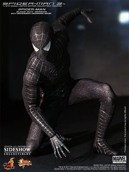 HOT TOYS - Marvel - Spider-Man 3 - Black Suit with Diorama EXCLUSIVE 1:6 Action Doll MMS165