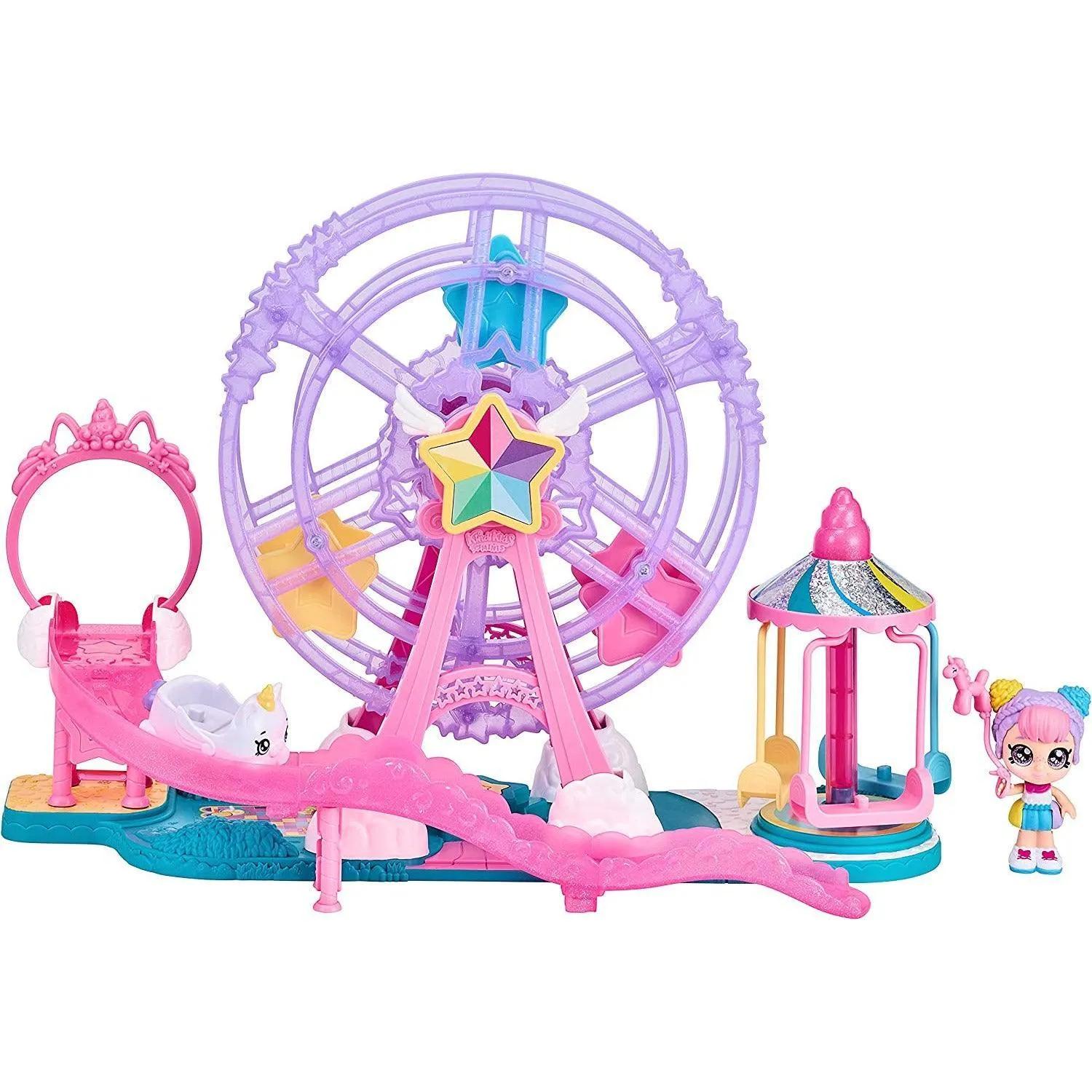 Kindi Kids Minis Collectible Ferris Wheel and Posable Bobble Head Figurine 2pc