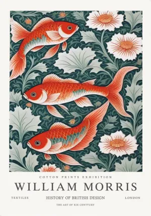 Koi Fish - William Morris Exhibition Poster - Vintage Naturalistic Wildlife Design Wall Art - Art Prints