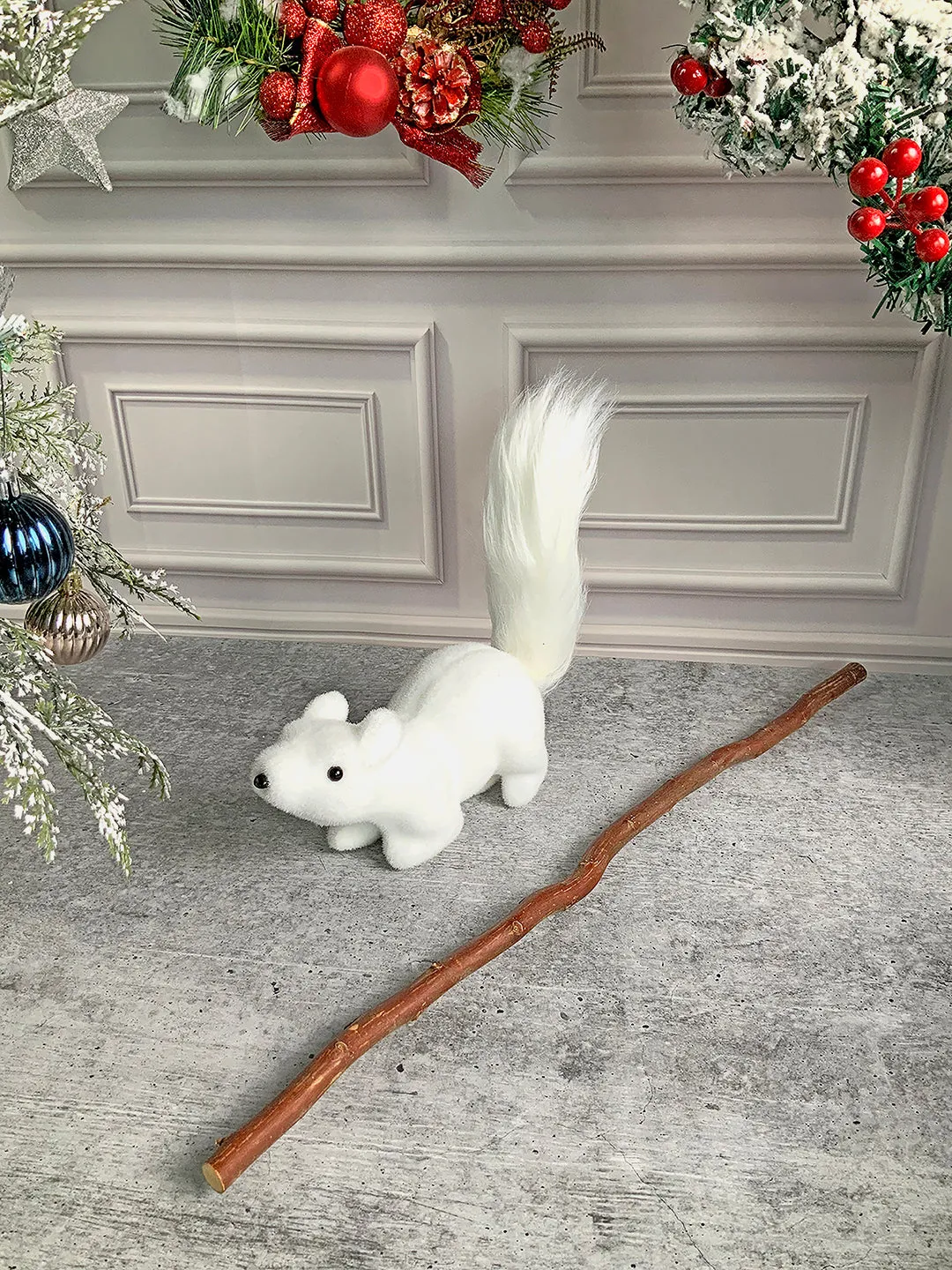 Little Surprise Box Winter Squirrel with twig stem Christmas Home and Office Décor