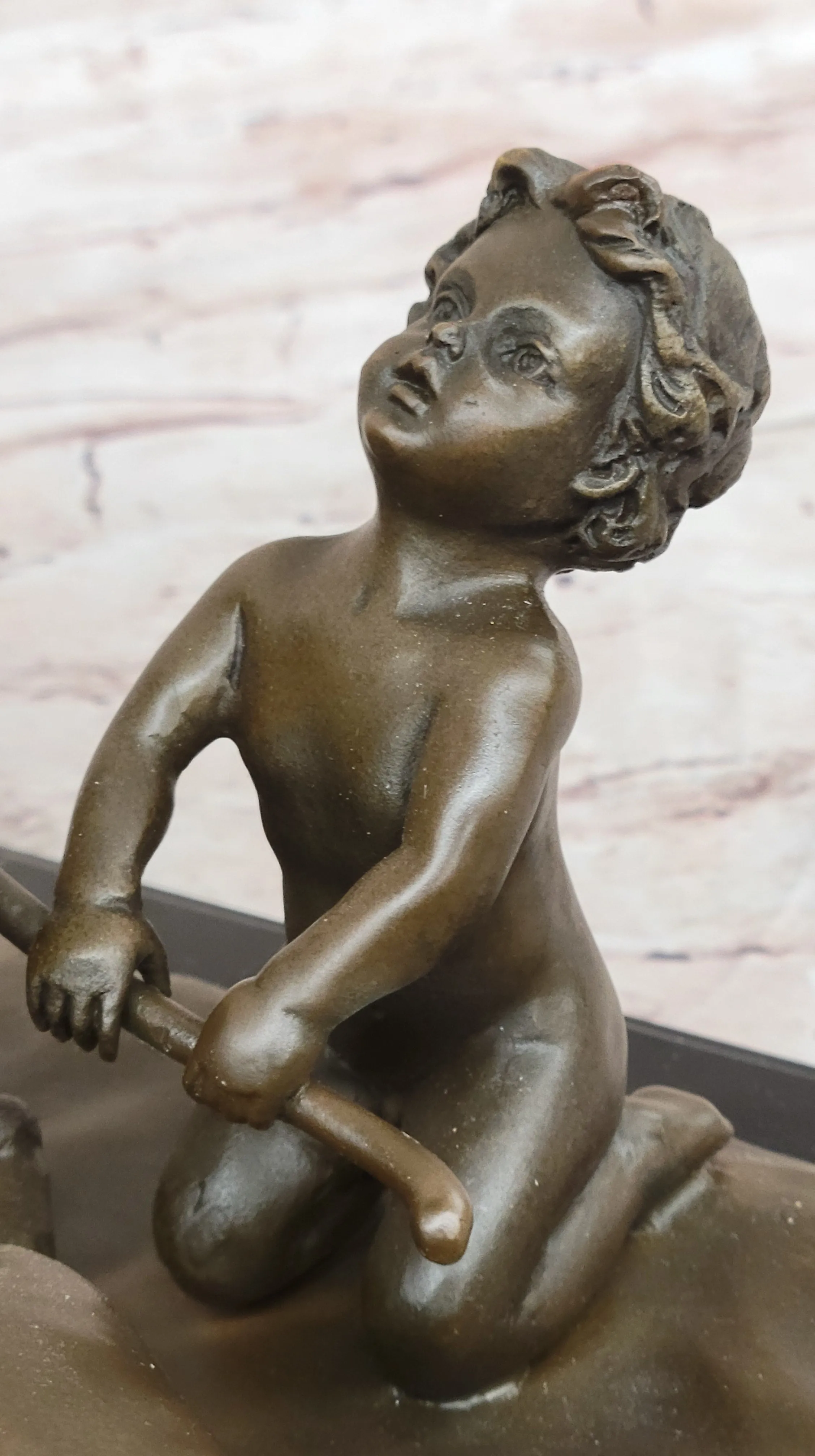 Puttis Pulling a Chariot - Bronze Sculpture of Cherubim Children by Louis Gossin