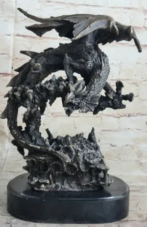 Signed Original Mythical Flying Dragon Bronze Sculpture Statue Hand Crafted Sale