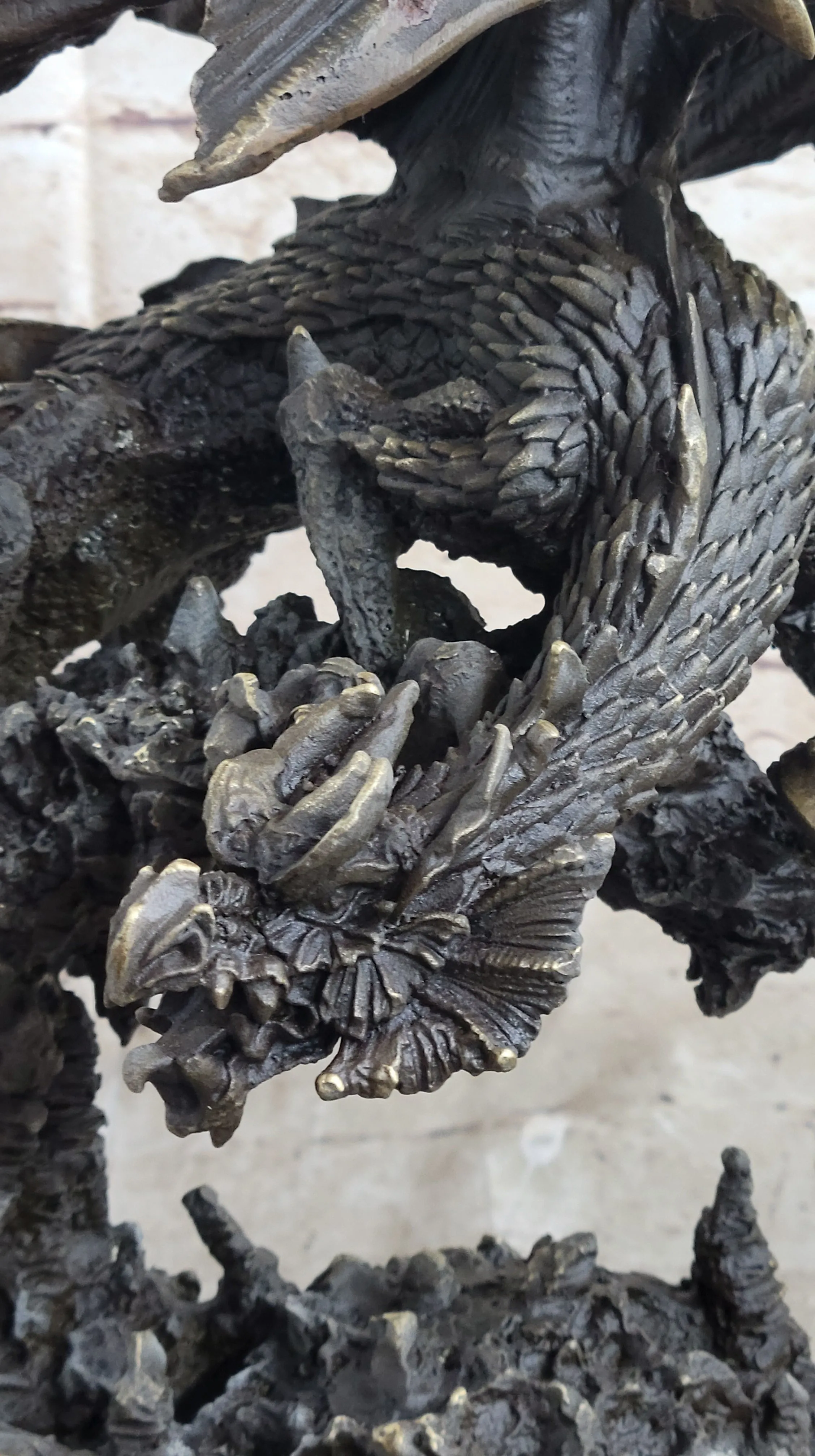 Signed Original Mythical Flying Dragon Bronze Sculpture Statue Hand Crafted Sale