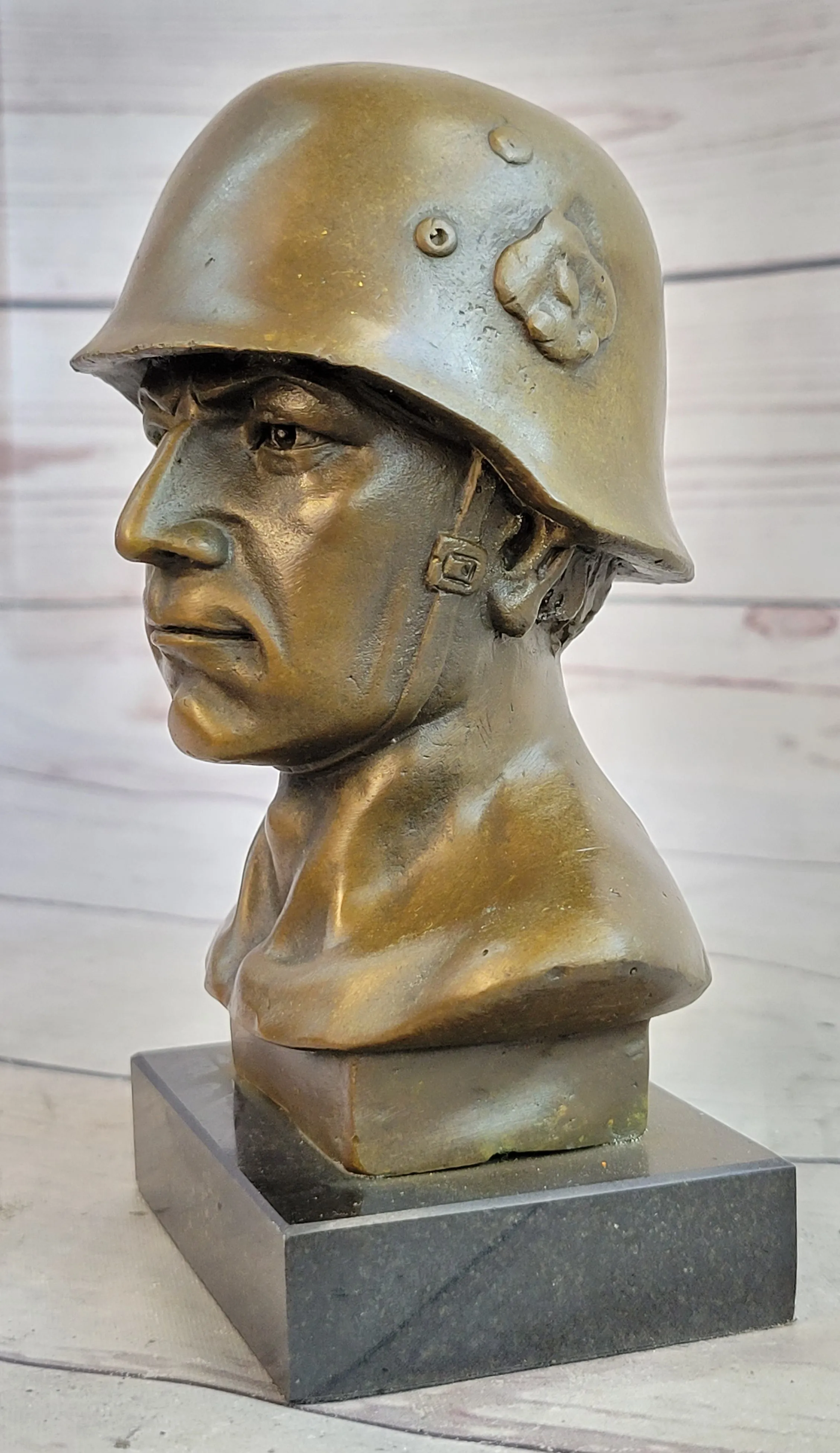 Unknown German Soldier Bronze Bust Sculpture Statue WW1 WW2 6" x 4"