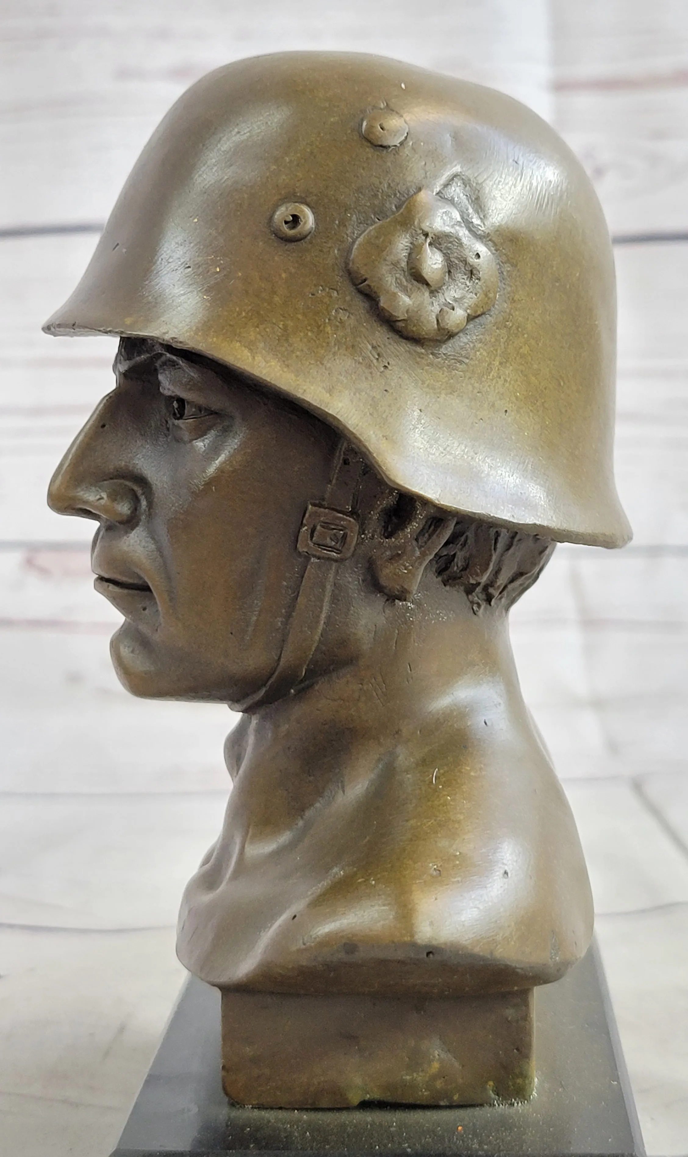 Unknown German Soldier Bronze Bust Sculpture Statue WW1 WW2 6" x 4"