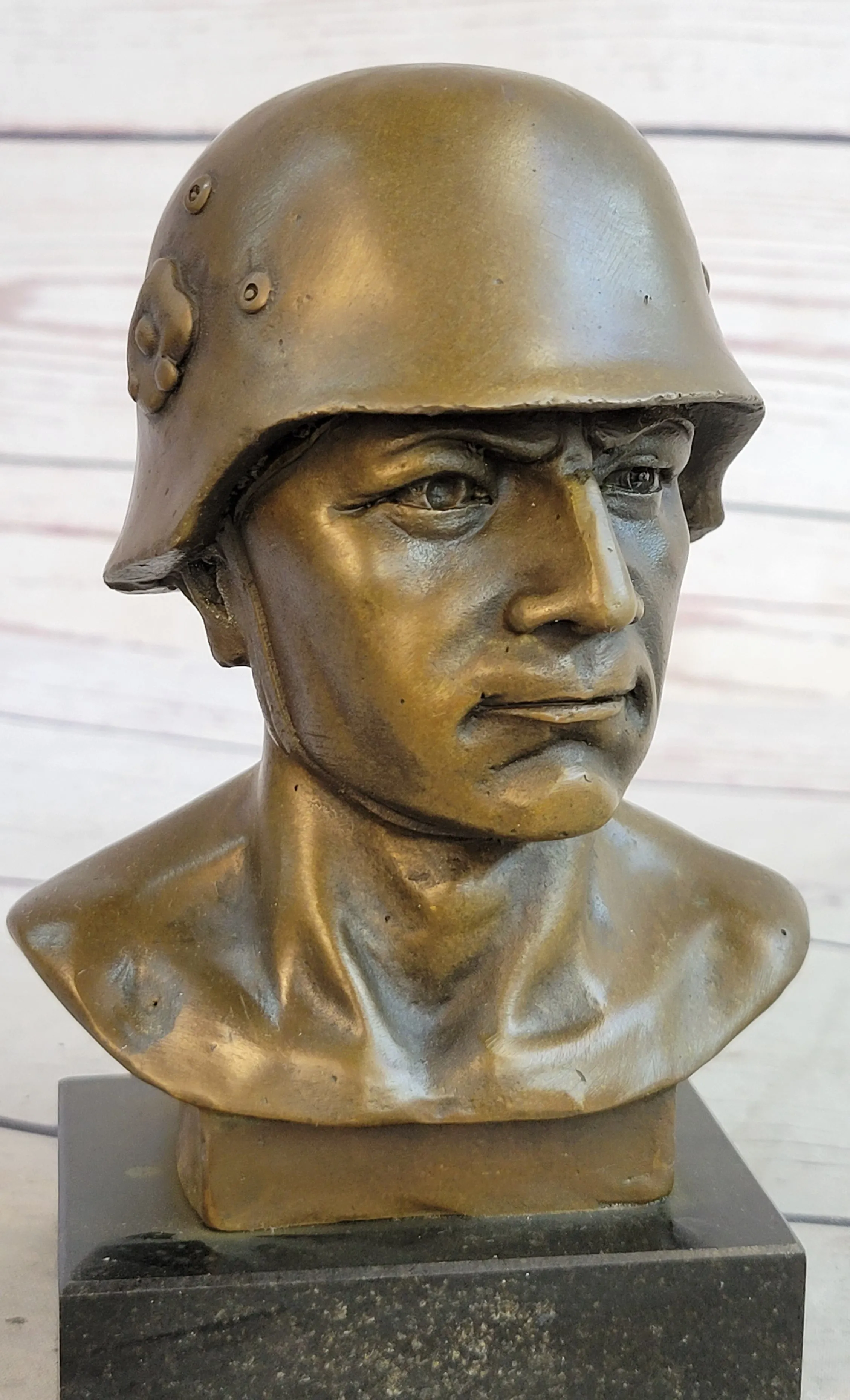 Unknown German Soldier Bronze Bust Sculpture Statue WW1 WW2 6" x 4"