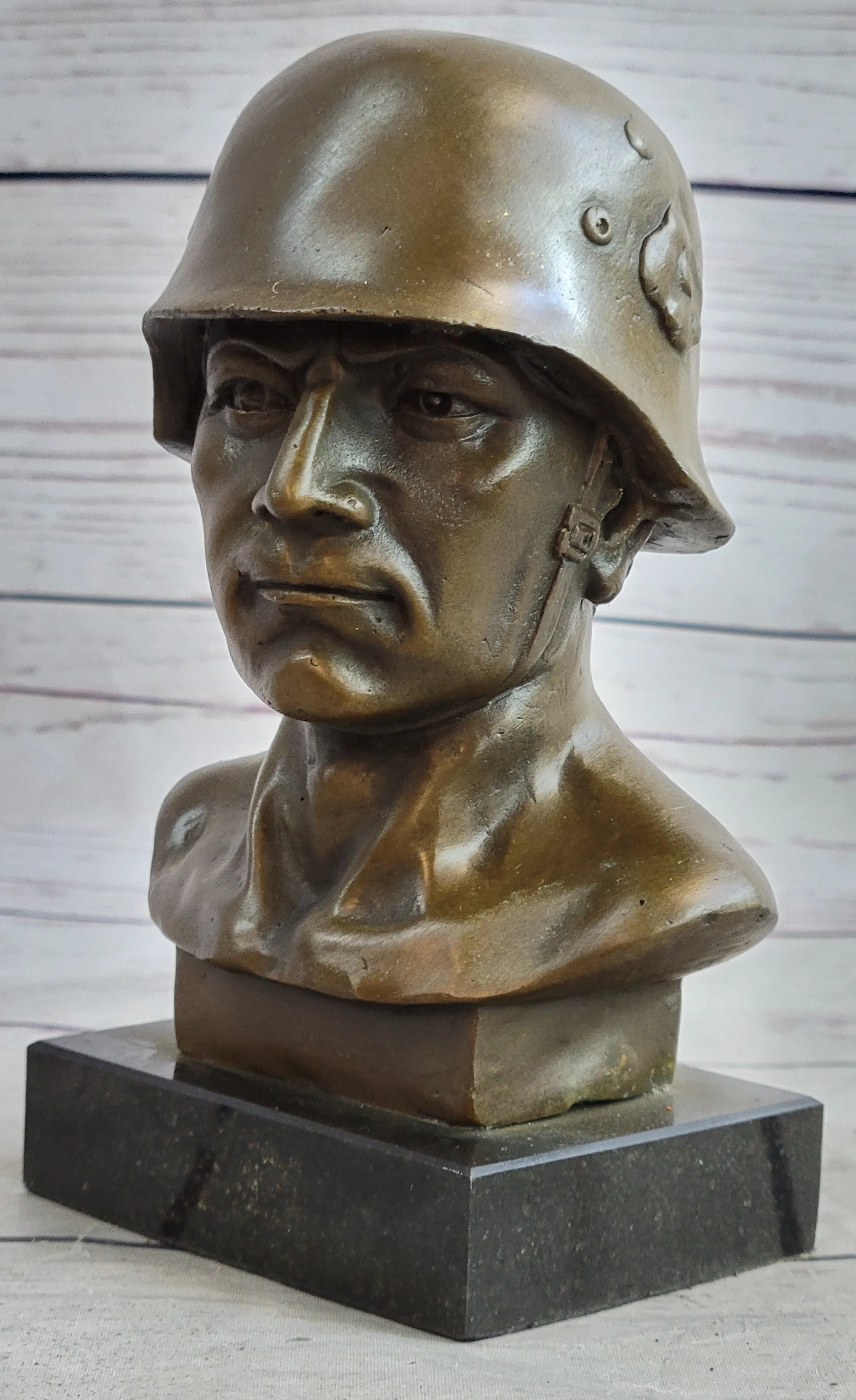 Unknown German Soldier Bronze Bust Sculpture Statue WW1 WW2 6" x 4"